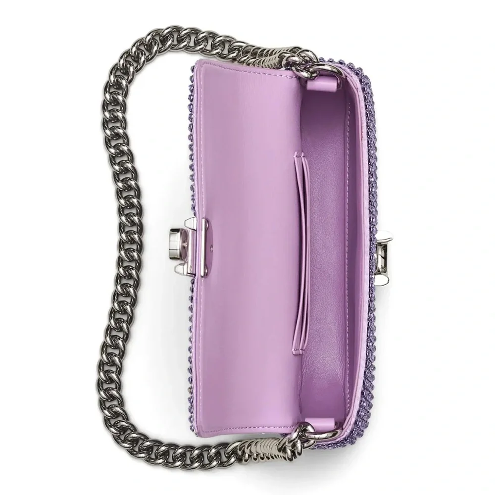 New! MARC JACOBS The Rhinestone J Marc Logo Crystal Shoulder Bag in Wisteria - Picture 5 of 13